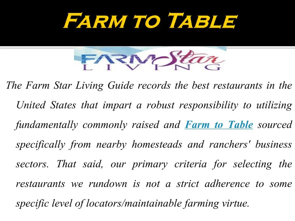 farm to table n.