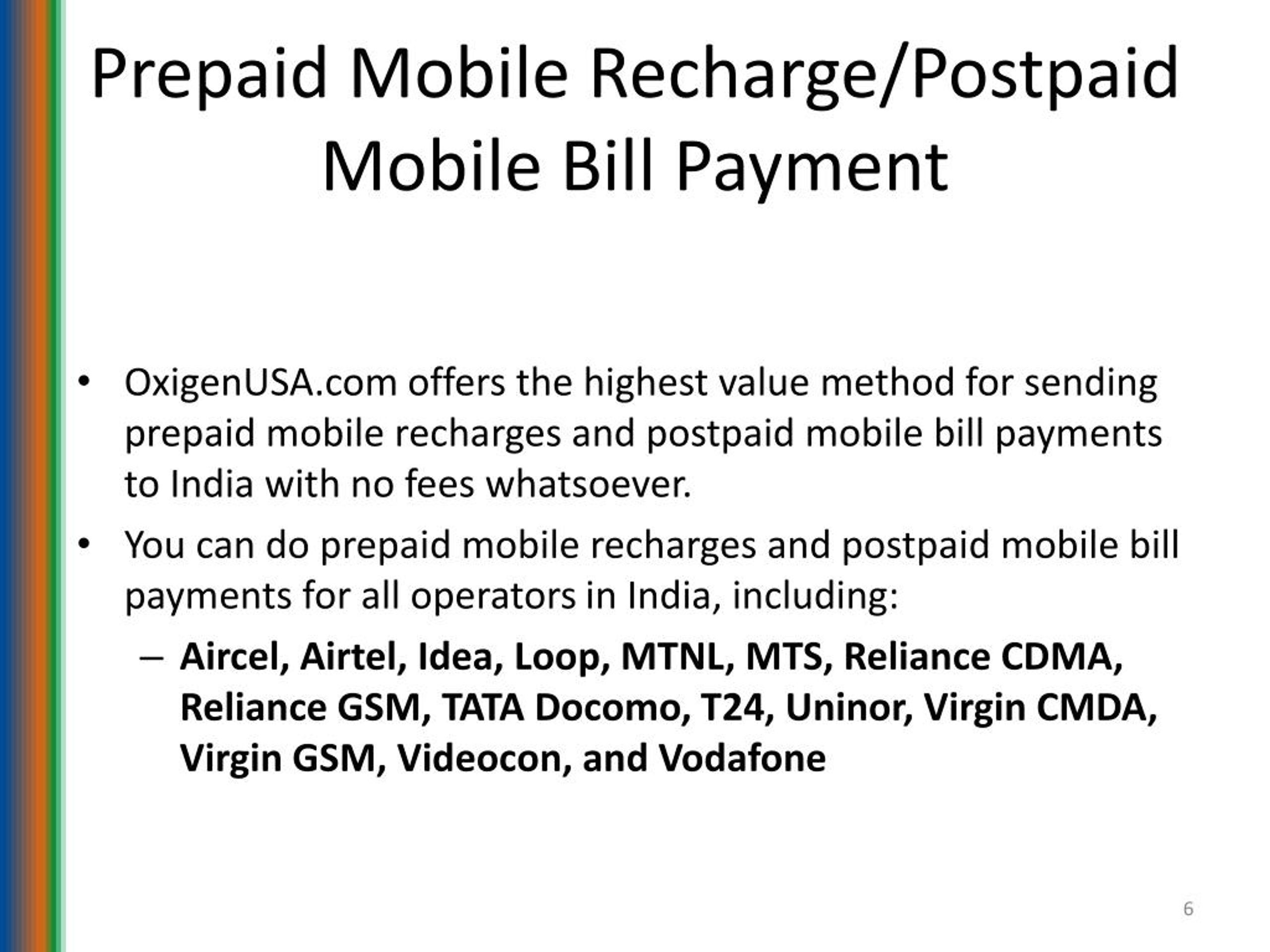 Ppt Oxigen Usa Recharge Pay Bills Send Gifts And Transfer M