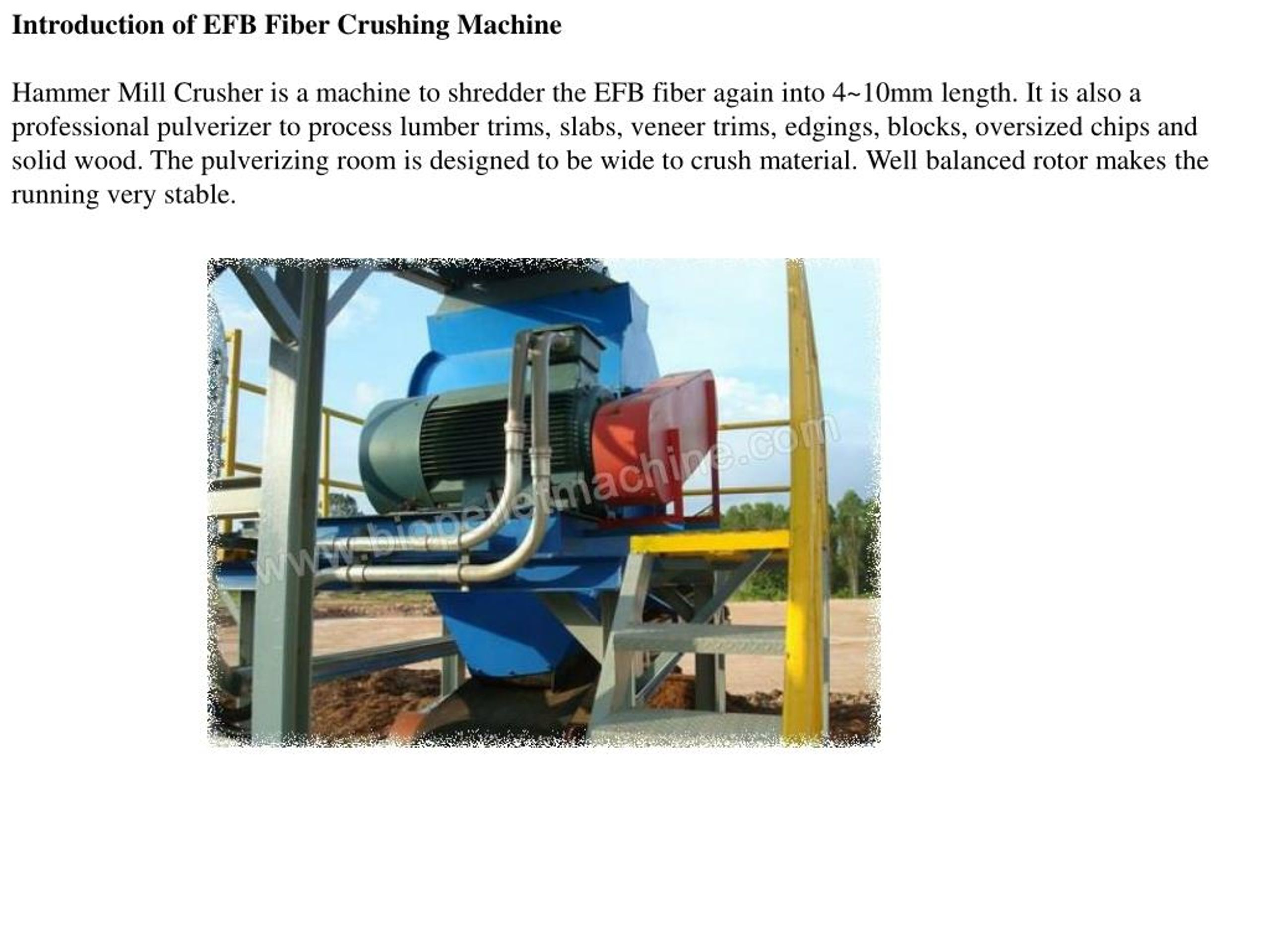 Empty Fruit Bunch Shredder, EFB Fiber Crushing Machine