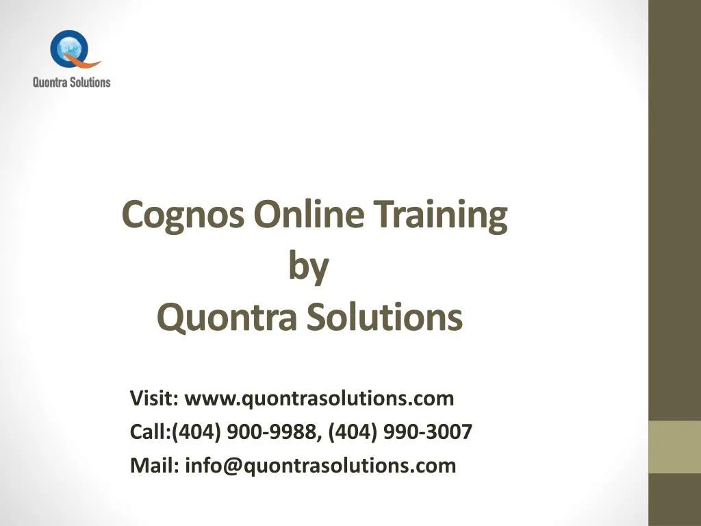 cognos online training by quontra solutions n.