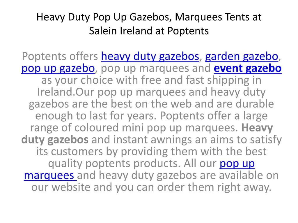 heavy duty pop up gazebos marquees tents at salein ireland at poptents n.