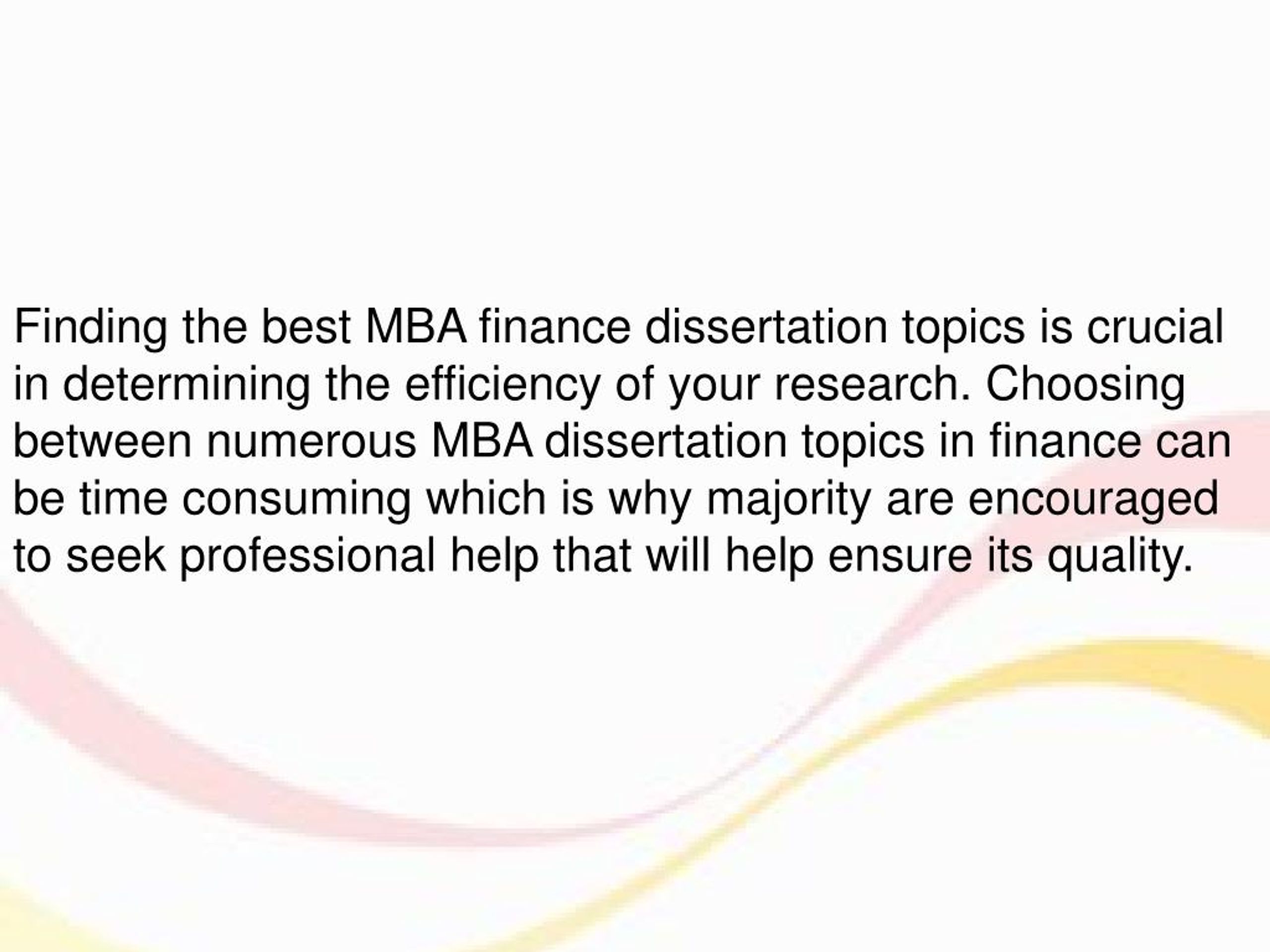 mba finance dissertation topics