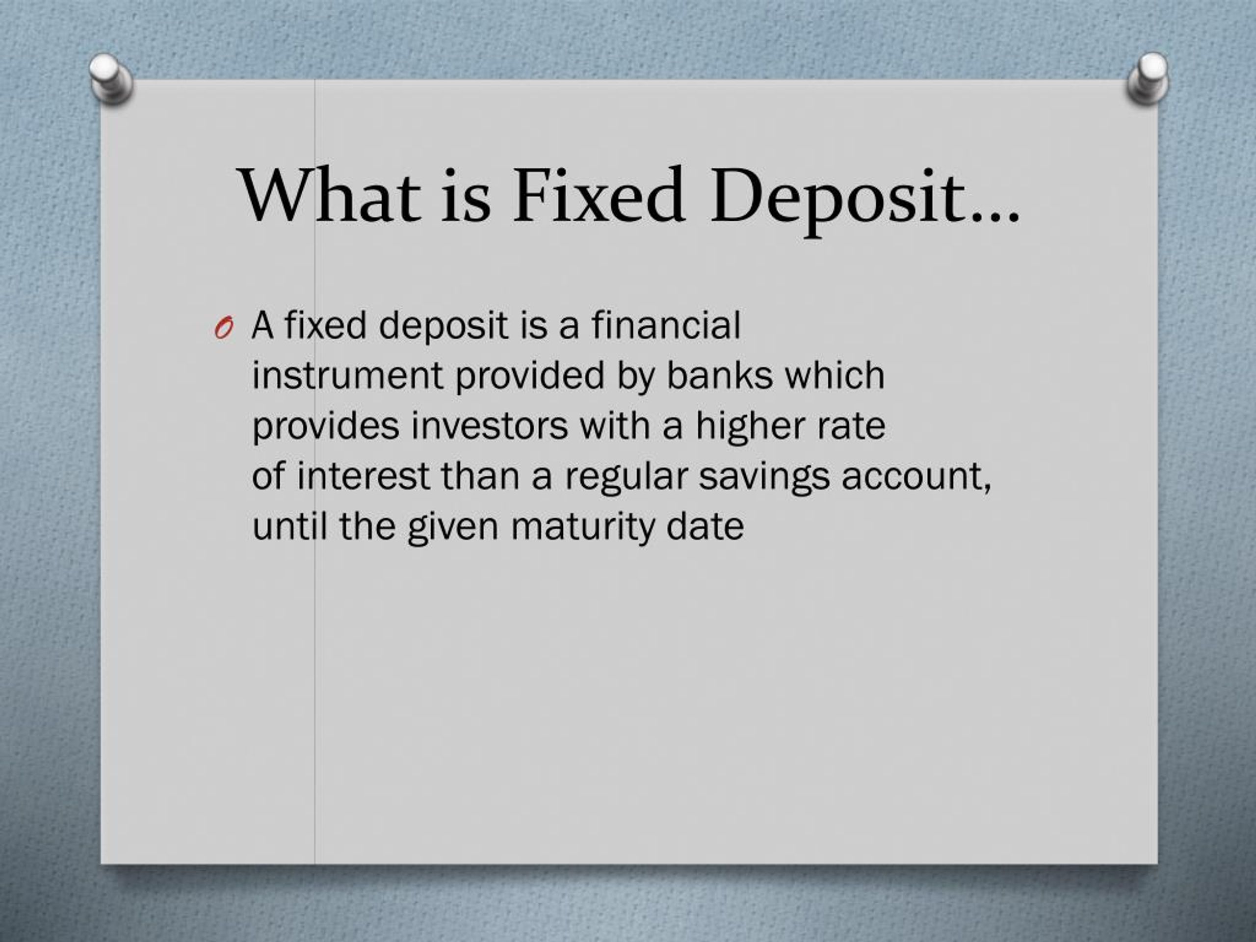 presentation of fixed deposit in financial statements