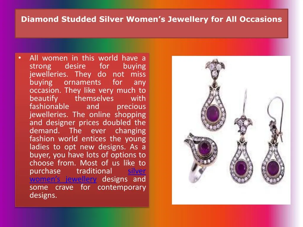 diamond studded silver women s jewellery for all occasions n.