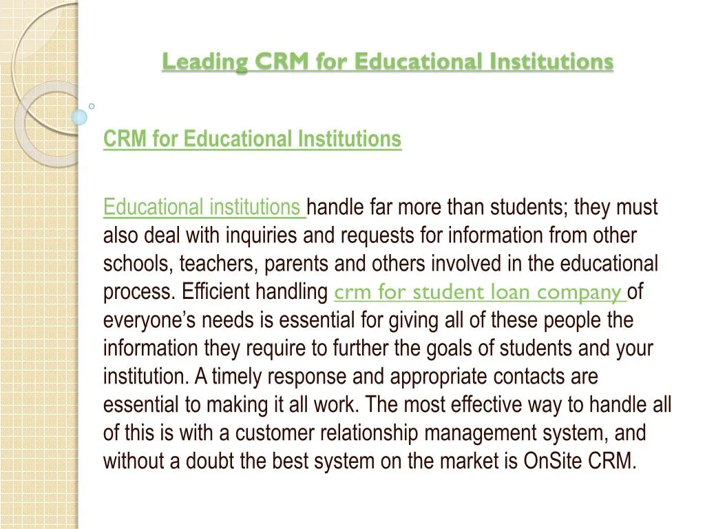 leading crm for educational institutions n.