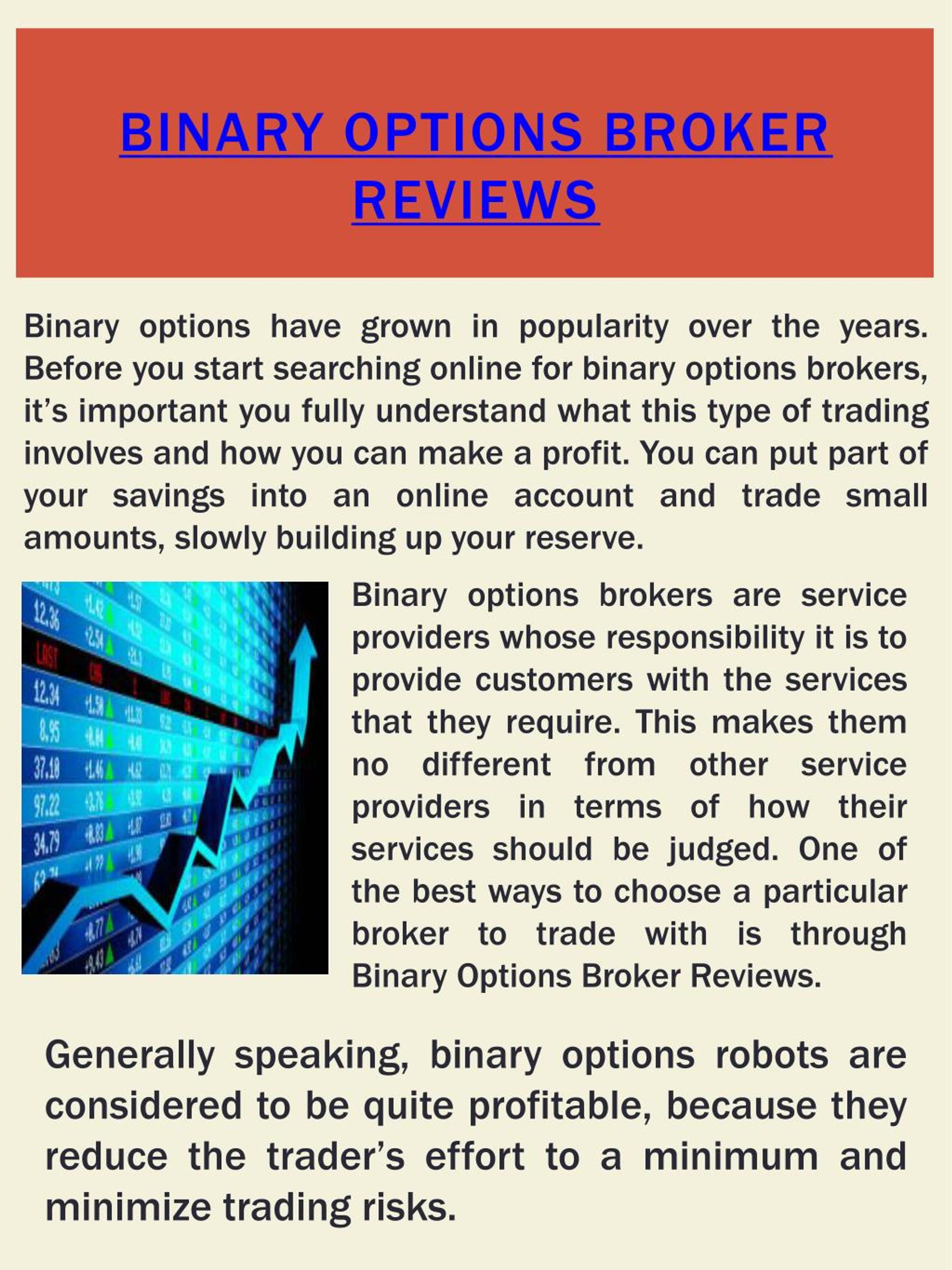 binary options list of brokers