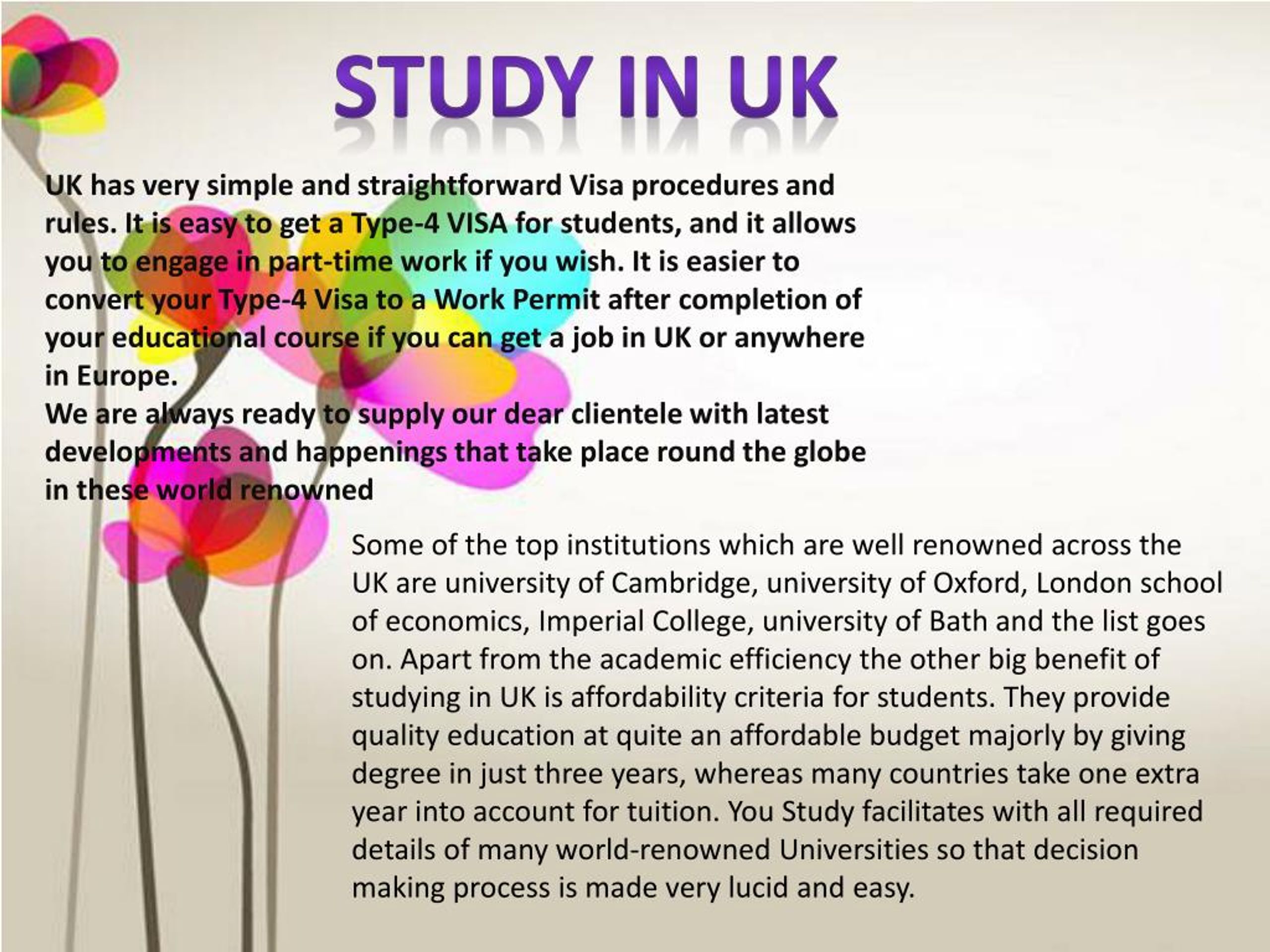 study in uk presentation