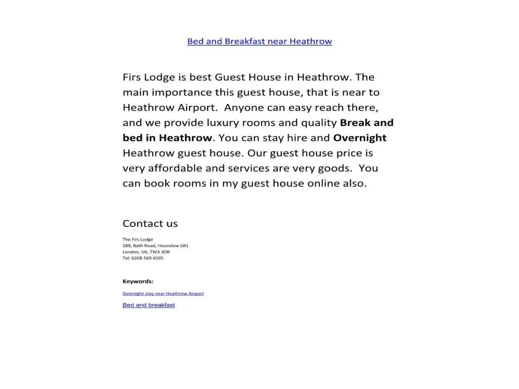 PPT Bed And Breakfast Near Heathrow Airport PowerPoint Presentation Free Download ID 7143871