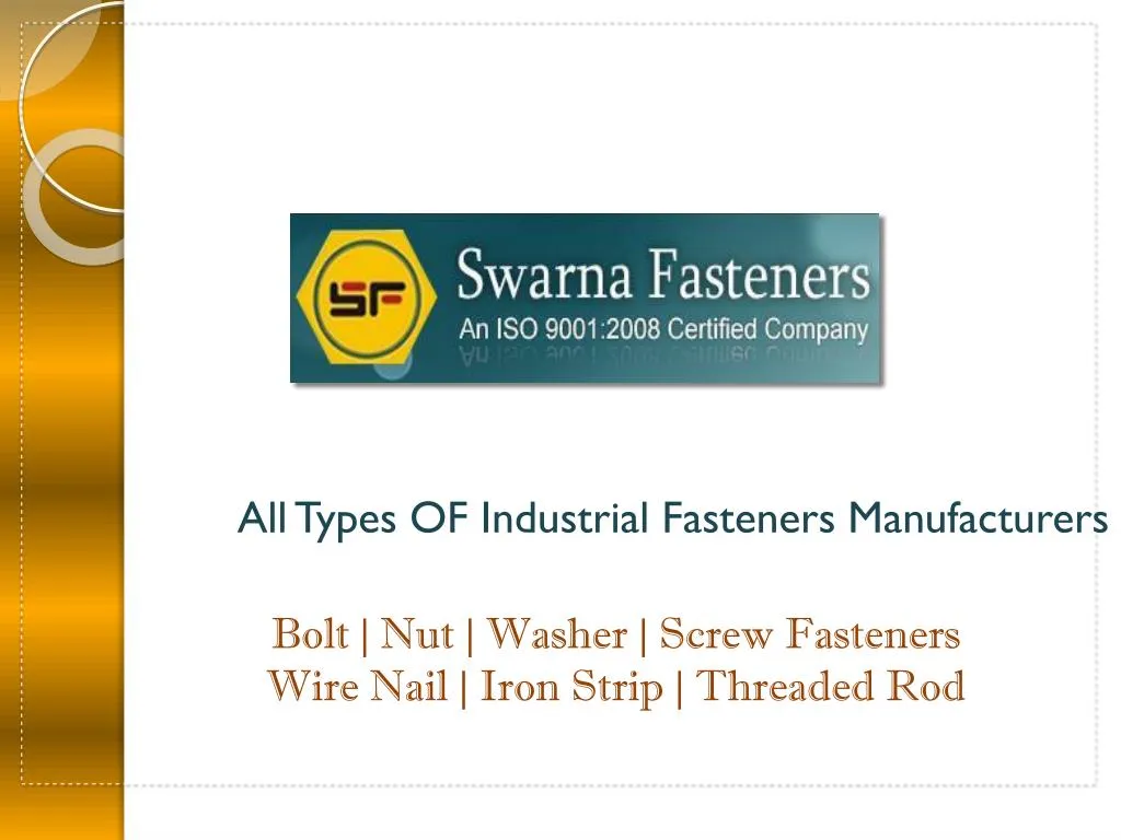 all types of industrial fasteners manufacturers n.