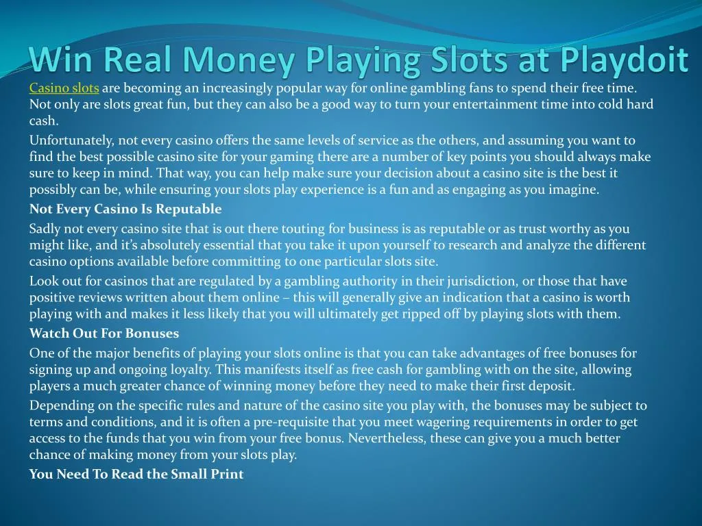 win real money playing slots at playdoit n.
