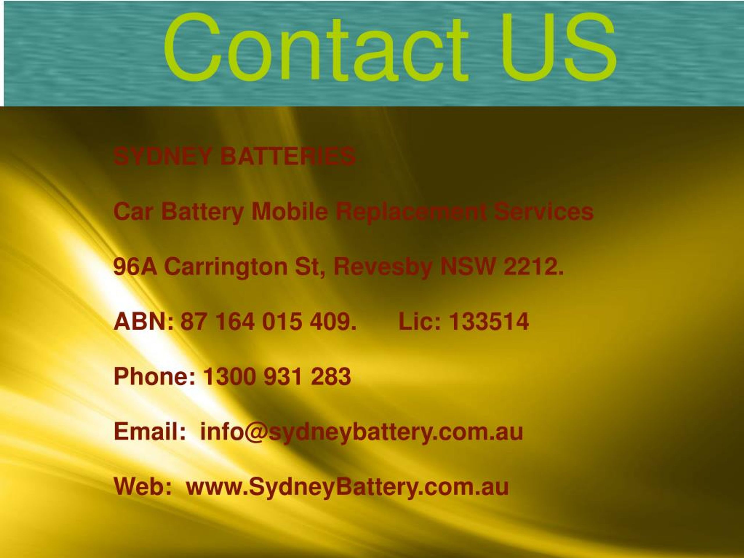 PPT SYDNEY BATTERIES PowerPoint Presentation, free download ID7150481