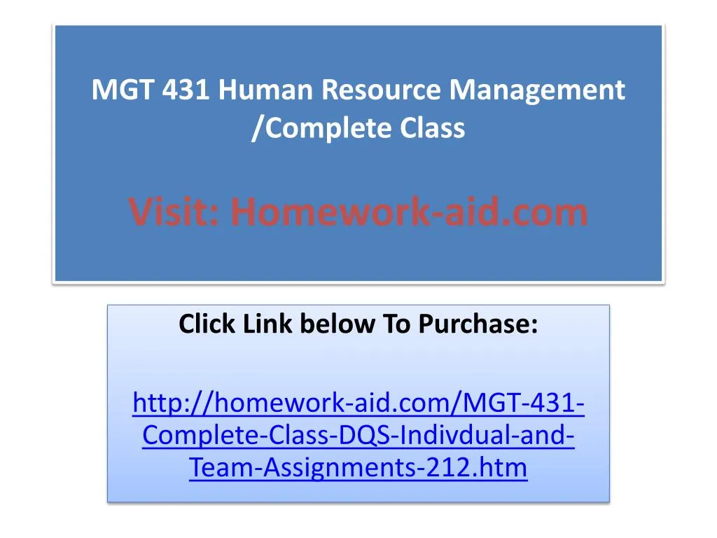 PPT - MGT 431 Human Resource Management /Complete Class PowerPoint ...