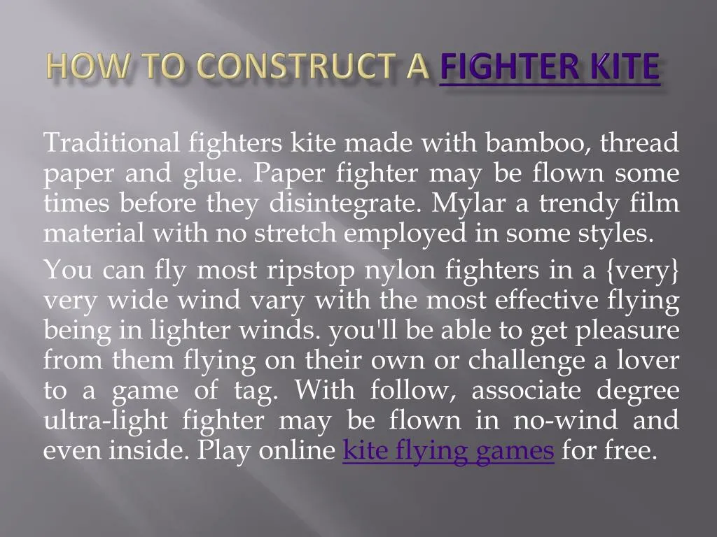 PPT How To Construct A Fighter Kite PowerPoint Presentation, free