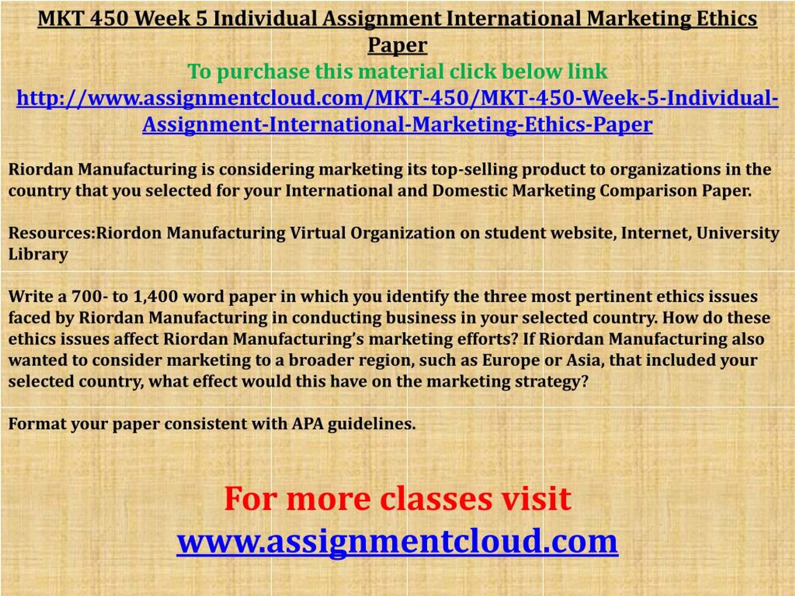 assignment international marketing