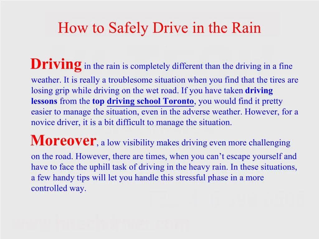 how to safely drive in the rain n.