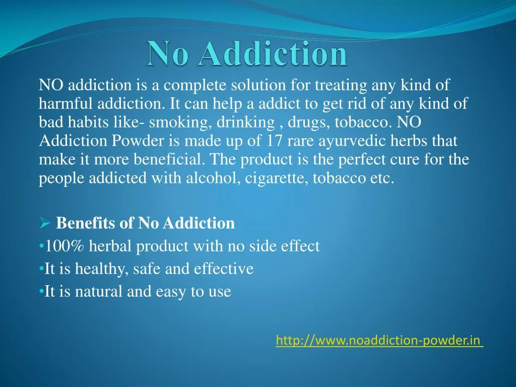 PPT - No addiction PowerPoint Presentation, free download - ID:7158798