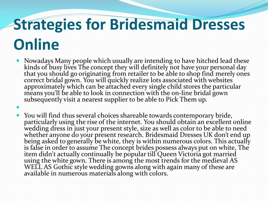 strategies for bridesmaid dresses online n.