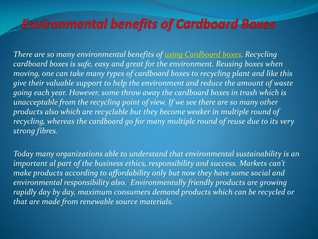 environmental benefits of cardboard boxes n.