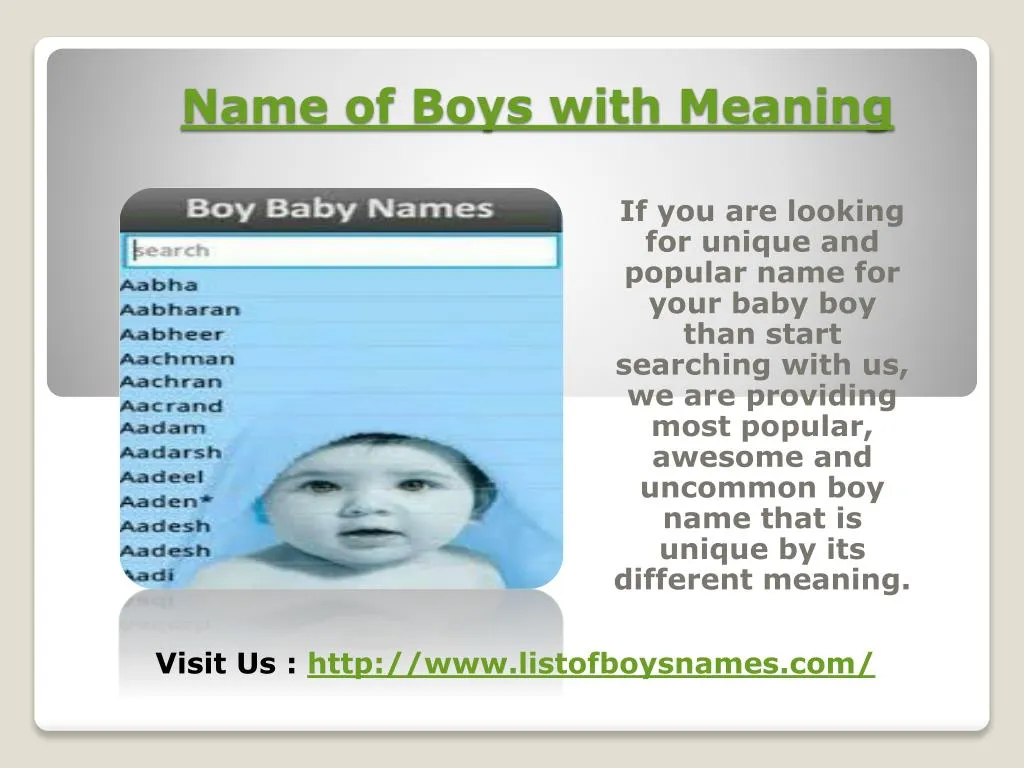 PPT - Name of Boys with Meaning PowerPoint Presentation, free download ...