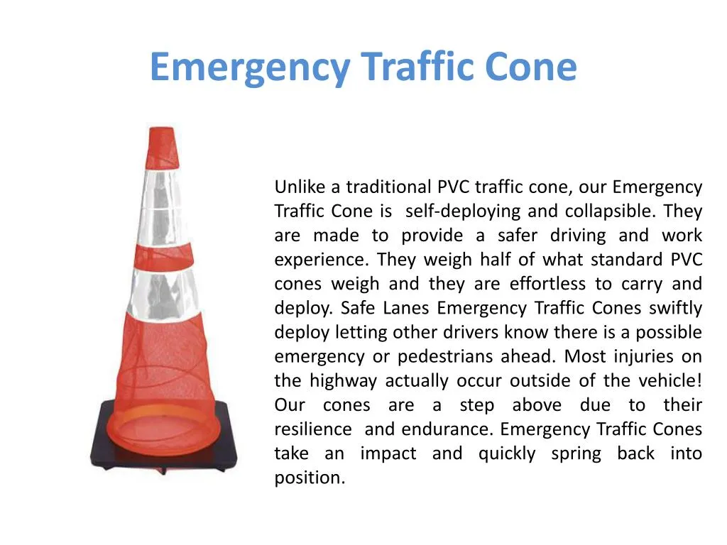 emergency traffic cone n.