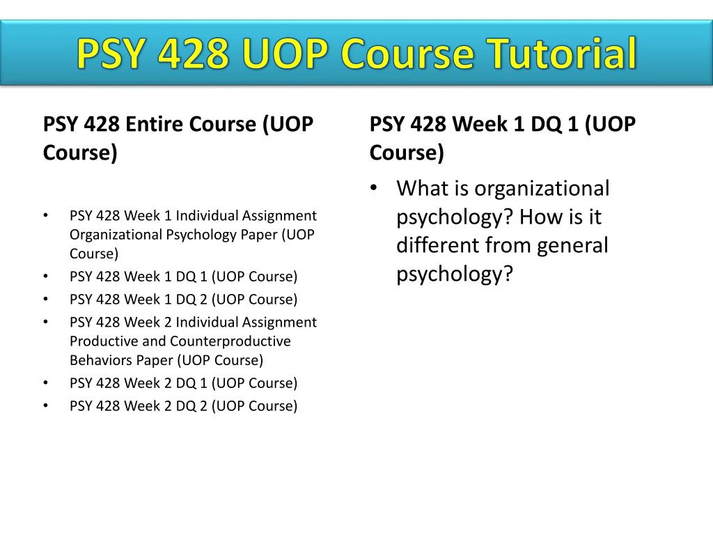 organizational psychology paper psy 428 Psy 428, organizational psychology week 1 individual assignment, organizational psychology paper discussion question 1 discussion question 2 week 2 individual assignment, productive and counterproductive behaviors paper discussion question 1 discussion question 2 week 3. organizational psychology paper psy 428 Psy 428, organizational psychology week 1 individual assignment, organizational psychology paper discussion question 1 discussion question 2 week 2 individual assignment, productive and counterproductive behaviors paper discussion question 1 discussion question 2 week 3.