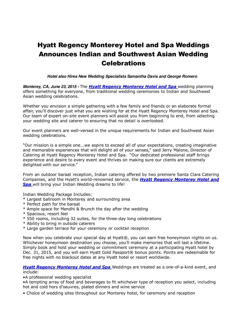 Ppt Hyatt Regency Monterey Hotel And Spa Weddings Powerpoint