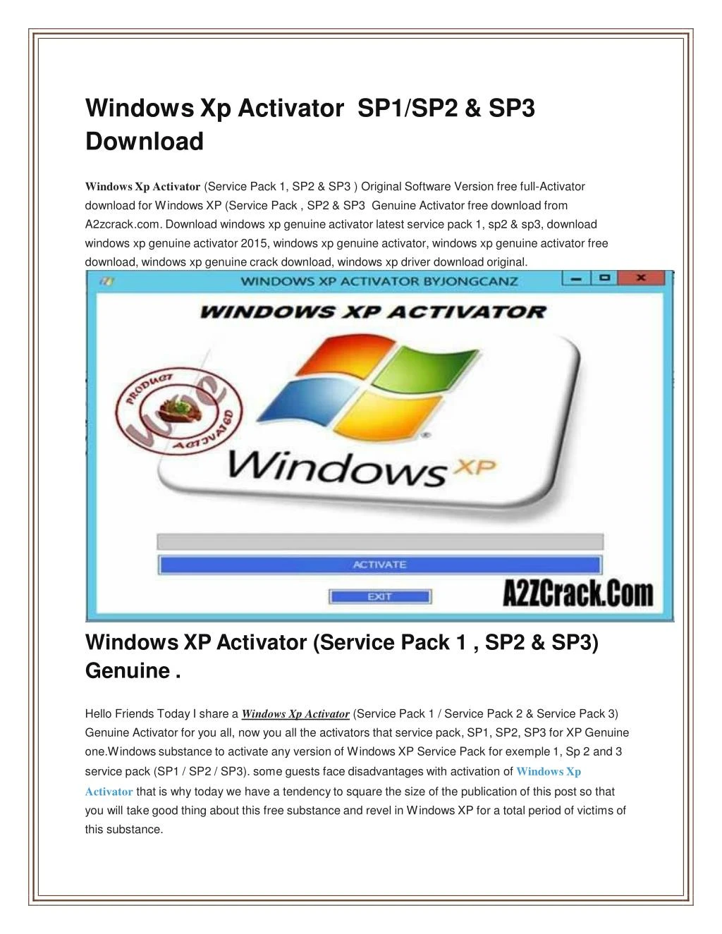 PPT Windows Xp Activator PowerPoint Presentation, free