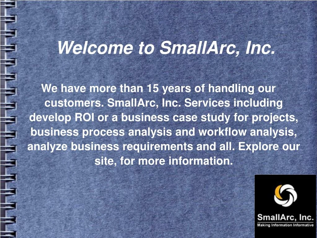 welcome to smallarc inc n.