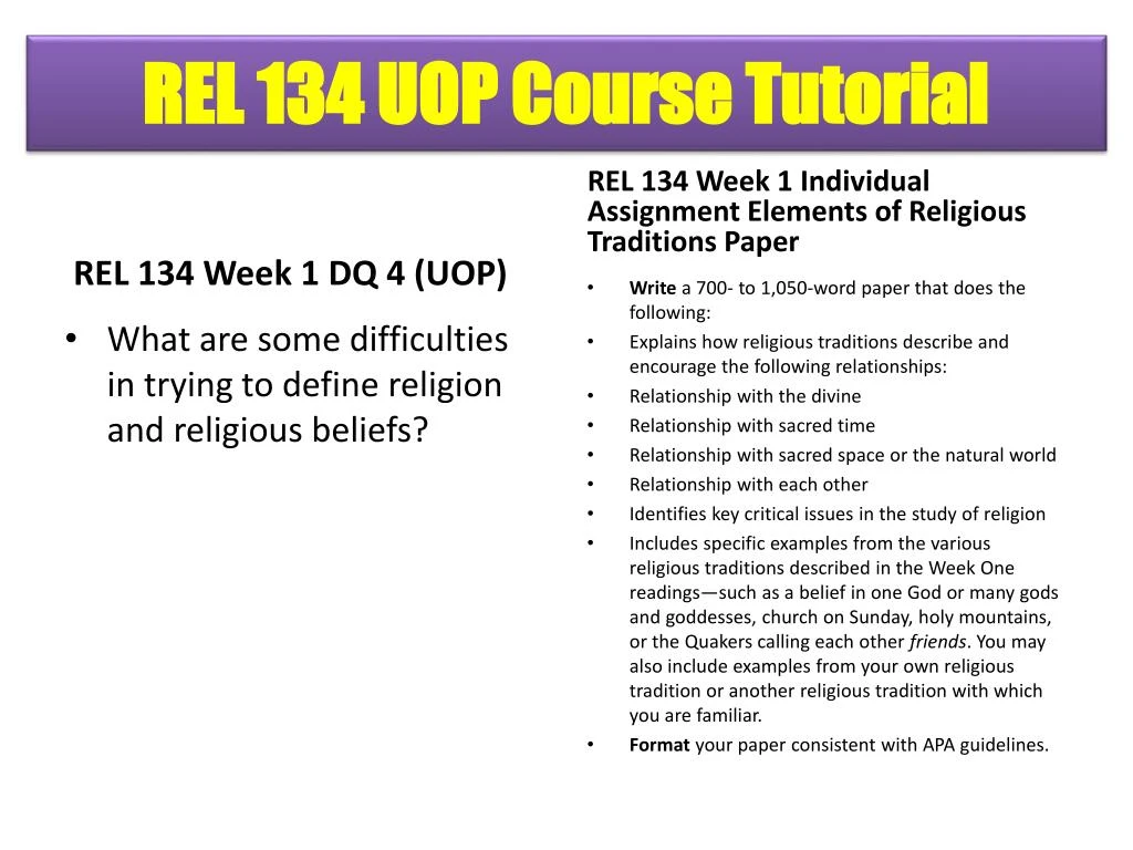 rel 134 religious traditions rel 134 religious traditions