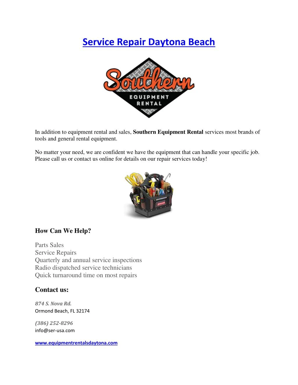 PPT Service Repair Daytona Beach PowerPoint Presentation, free download ID7174482