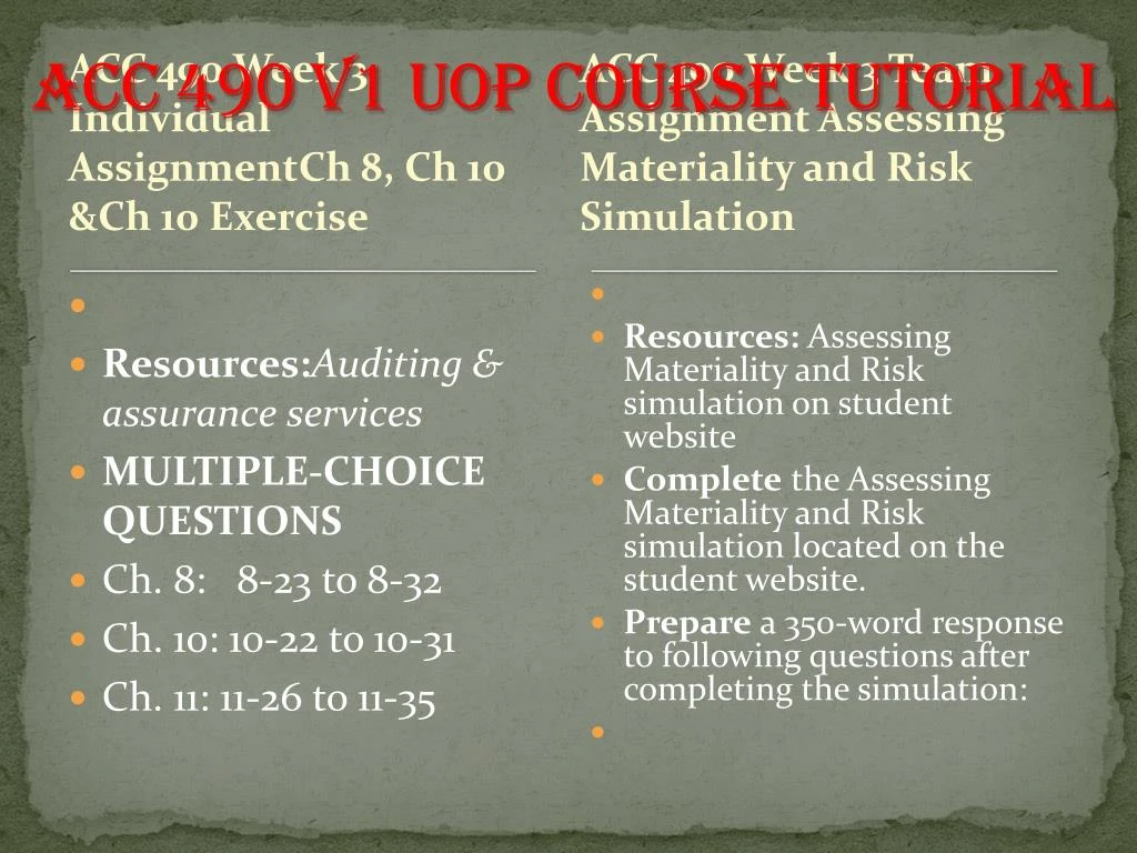 assessing materiality and risk simulation 1 Team b team b -----assessing materiality and risk simulation university of phoenix acc/491 dwayne thompson march 10, 2013 ----. assessing materiality and risk simulation 1 Team b team b -----assessing materiality and risk simulation university of phoenix acc/491 dwayne thompson march 10, 2013 ----.