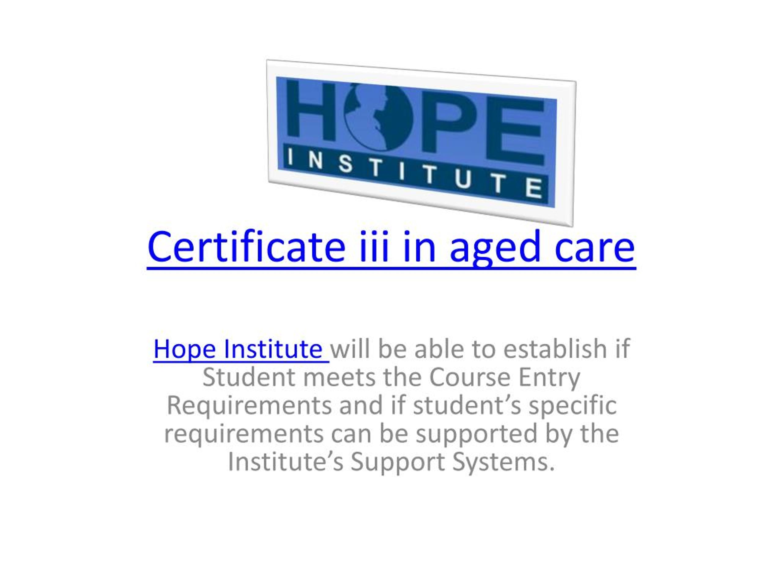 PPT Certificate iii aged care PowerPoint Presentation free download