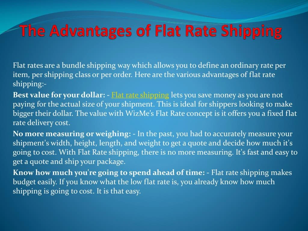 PPT The Advantages of Flat Rate Shipping PowerPoint Presentation
