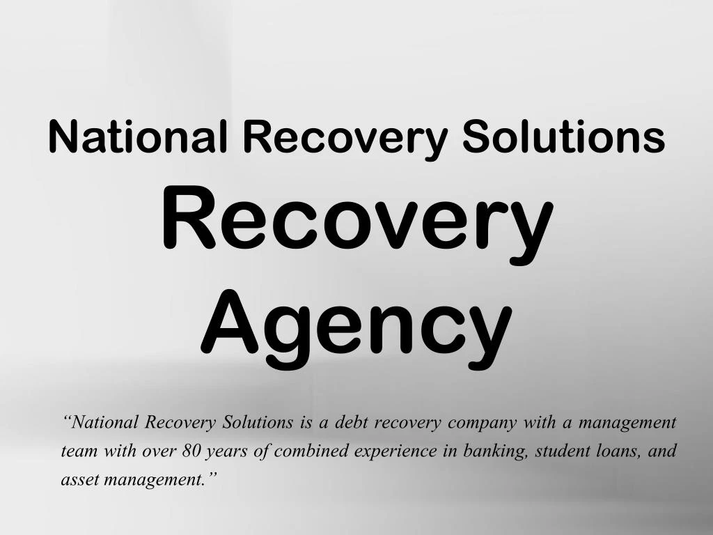 national recovery solutions recovery agency n.