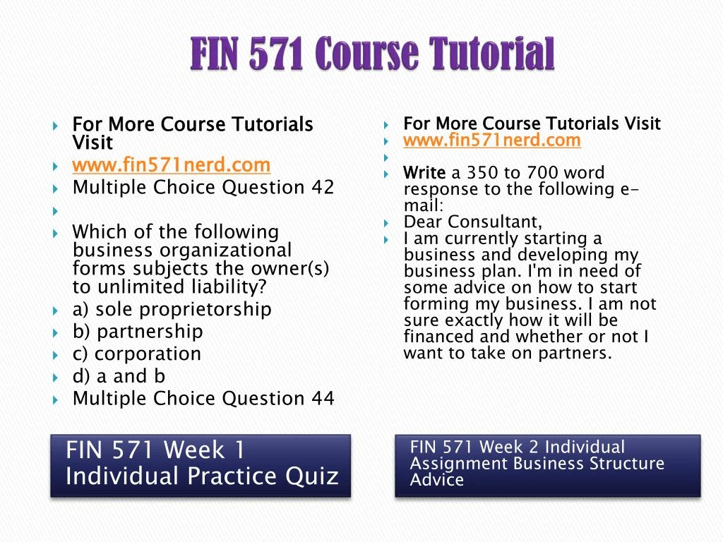 fin 571 business structure advice Business structure advice sheri johnson fin/571 december 8, 2014 hillman lo business structure advice dear mr john owner, i appreciate you reaching out for advice during this exciting time in your life and would be glad to help you through your journey of starting a business. fin 571 business structure advice Business structure advice sheri johnson fin/571 december 8, 2014 hillman lo business structure advice dear mr john owner, i appreciate you reaching out for advice during this exciting time in your life and would be glad to help you through your journey of starting a business.