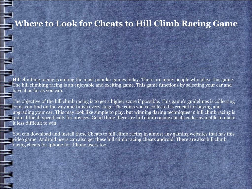 hill climb racing tips and cheats