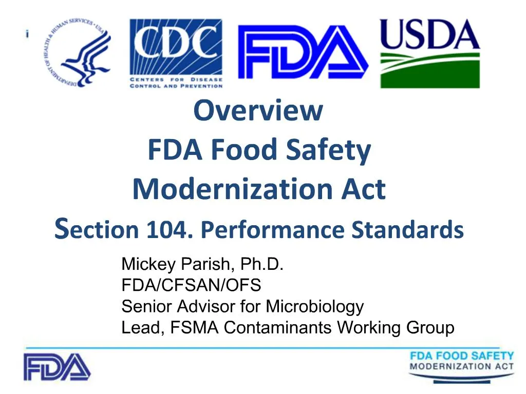 PPT - Overview FDA Food Safety Modernization Act Section 104 ...