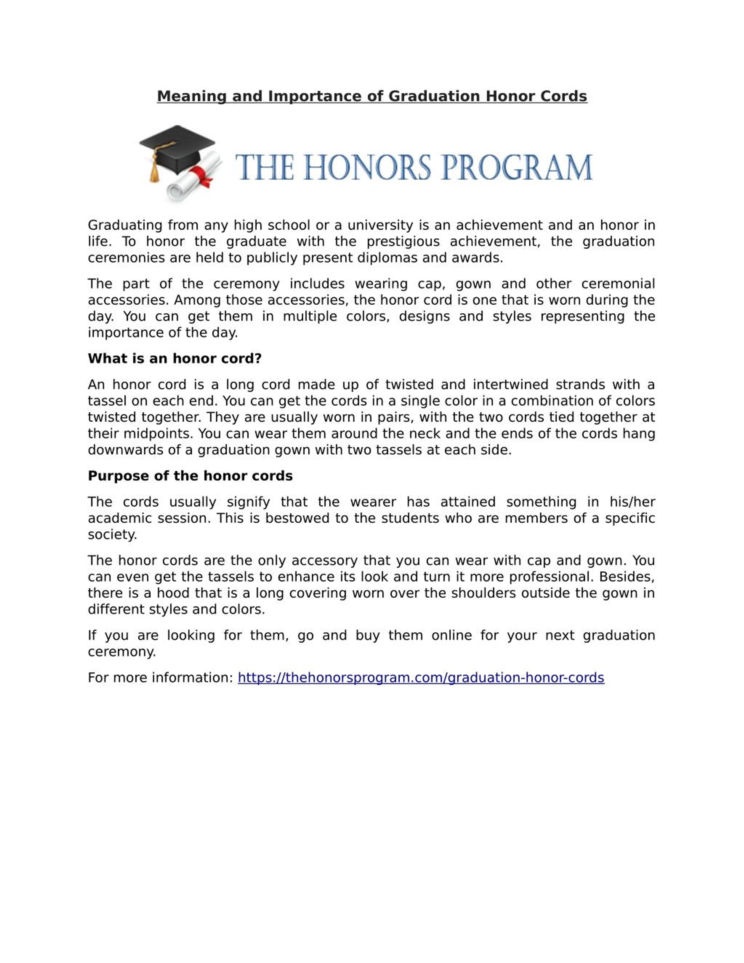 PPT - Meaning and Importance of Graduation Honor Cords PowerPoint