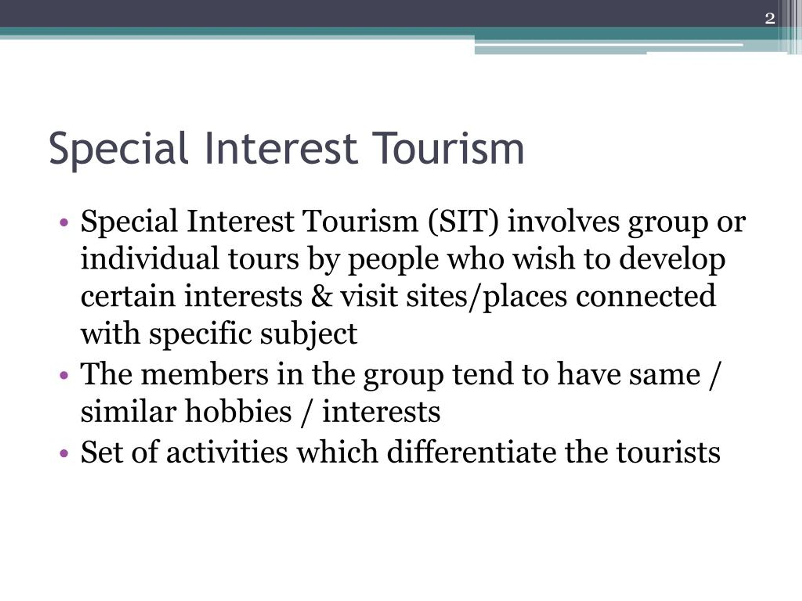 what is special interest tourism definition