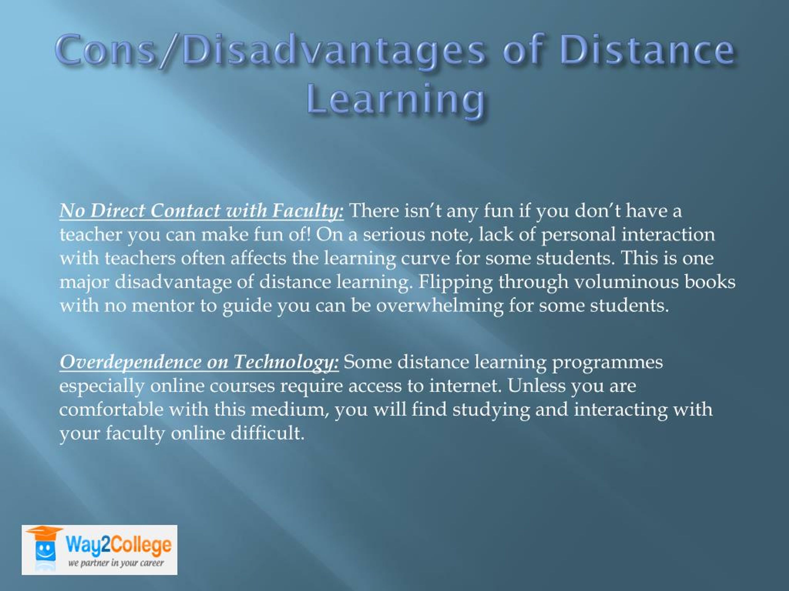 what are some disadvantages of distance learning