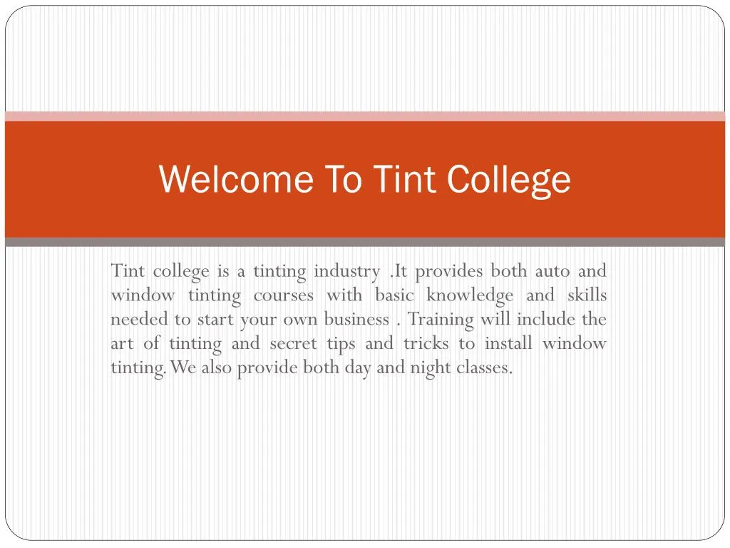 welcome to tint college n.