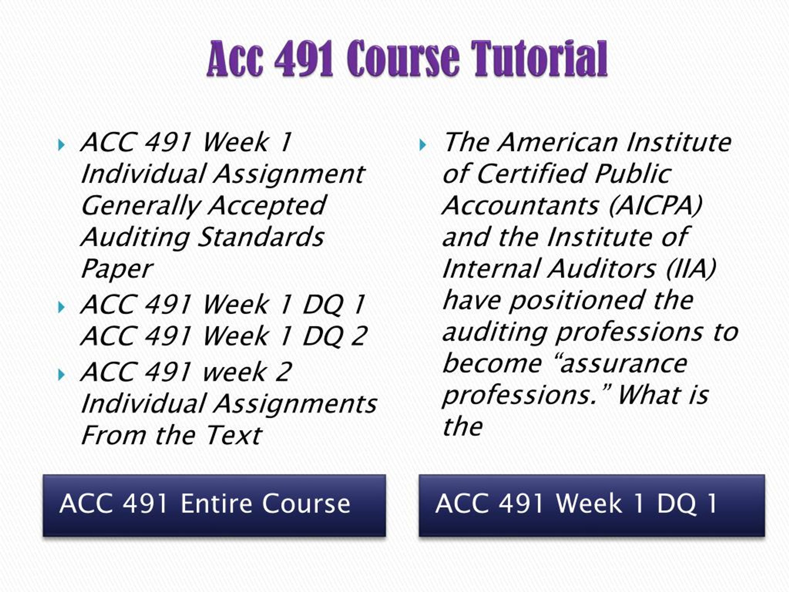 PPT ACC 491 Courses / PowerPoint Presentation, free