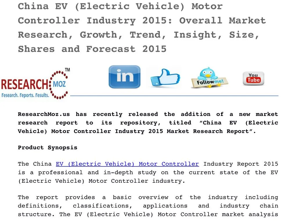PPT China EV (Electric Vehicle) Motor Controller Industry 2015