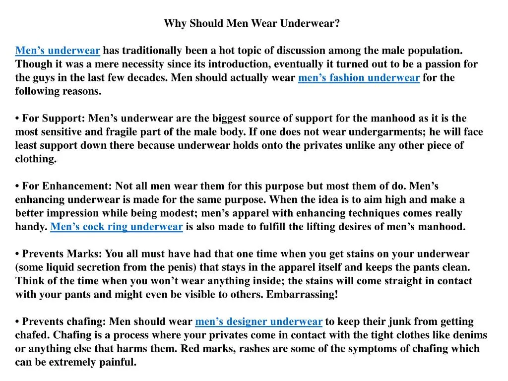 PPT Why Should Men Wear Underwear? PowerPoint Presentation, free