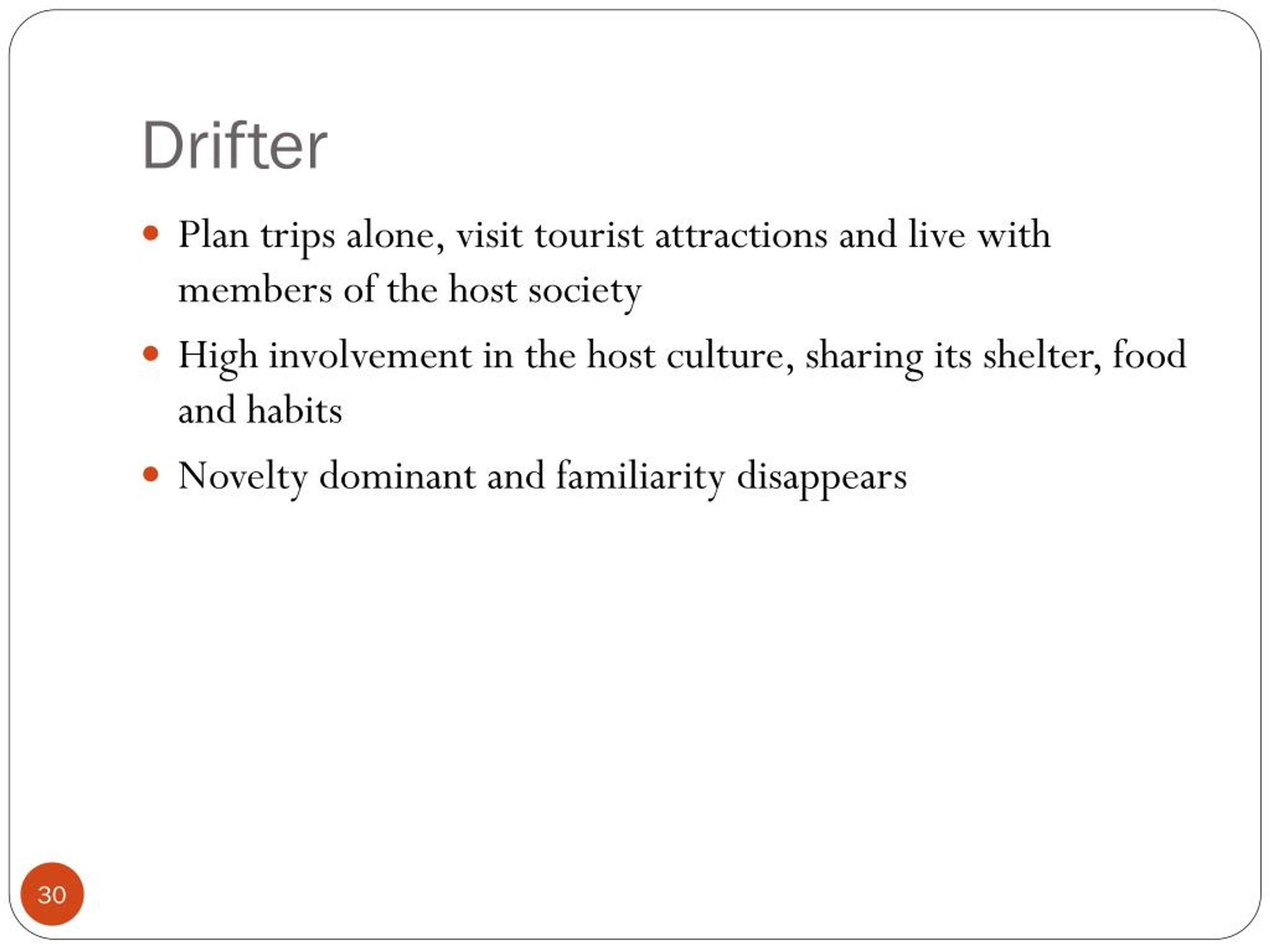 drifter tourist definition
