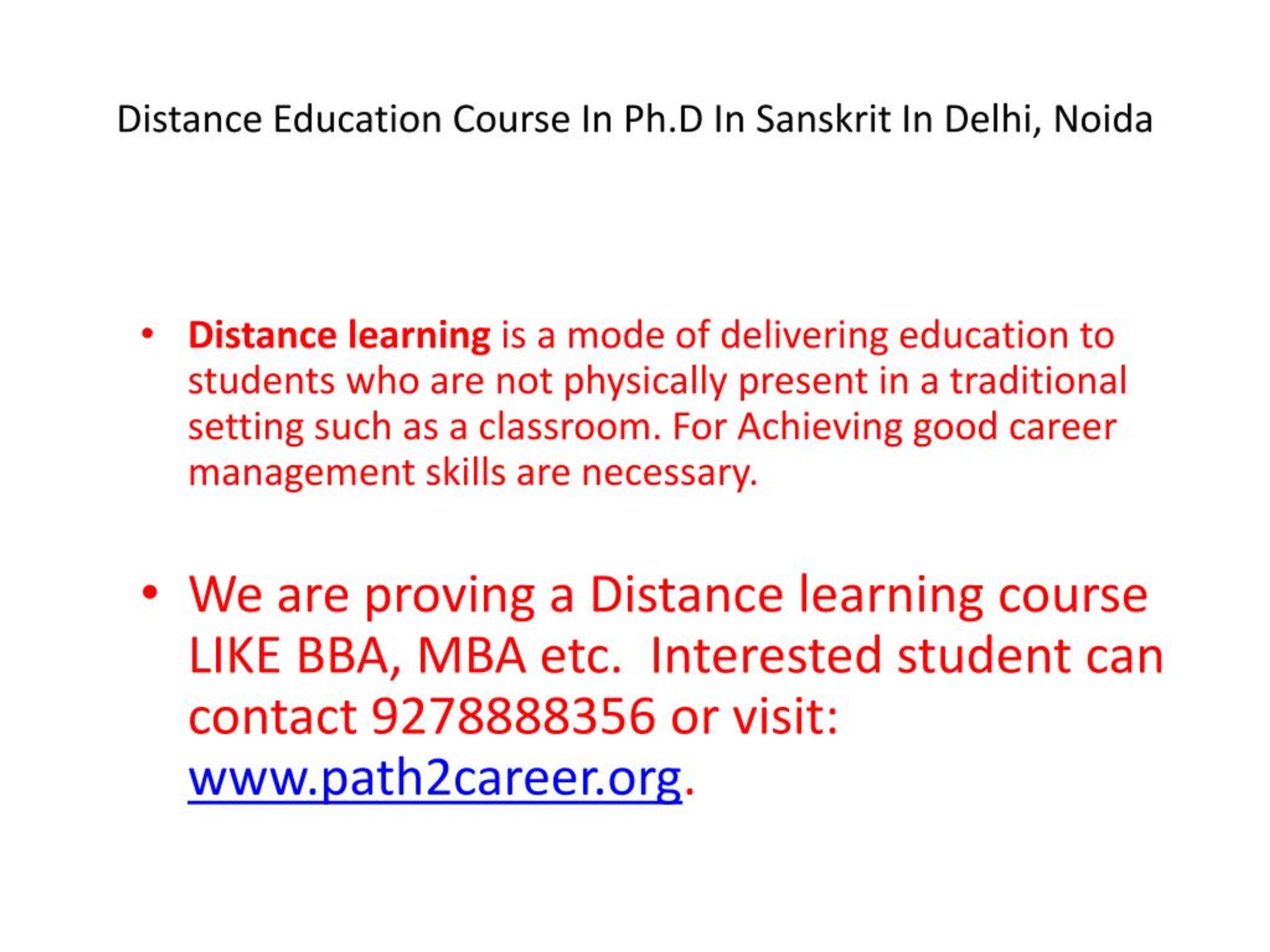 phd in sanskrit from distance education