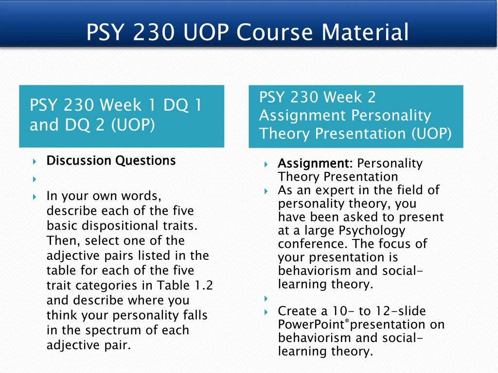 appendix b history of personality psychology psy 230 Â resource: pp 21-26 in ch 1 of the person and appendix b list and explain at least five of the events or major concepts found in each of the three historic periods of personality psychology. appendix b history of personality psychology psy 230 Â resource: pp 21-26 in ch 1 of the person and appendix b list and explain at least five of the events or major concepts found in each of the three historic periods of personality psychology.