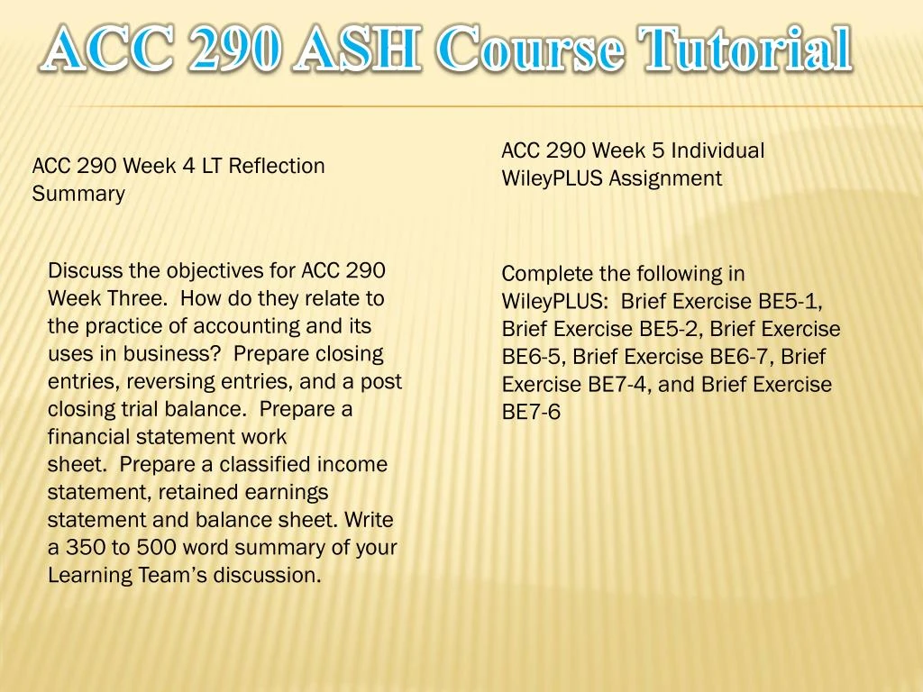 acc 290 week 5 reflection acc 290 week 5 reflection