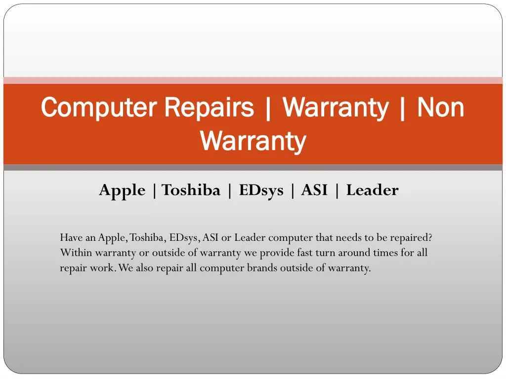 computer repairs warranty non warranty n.