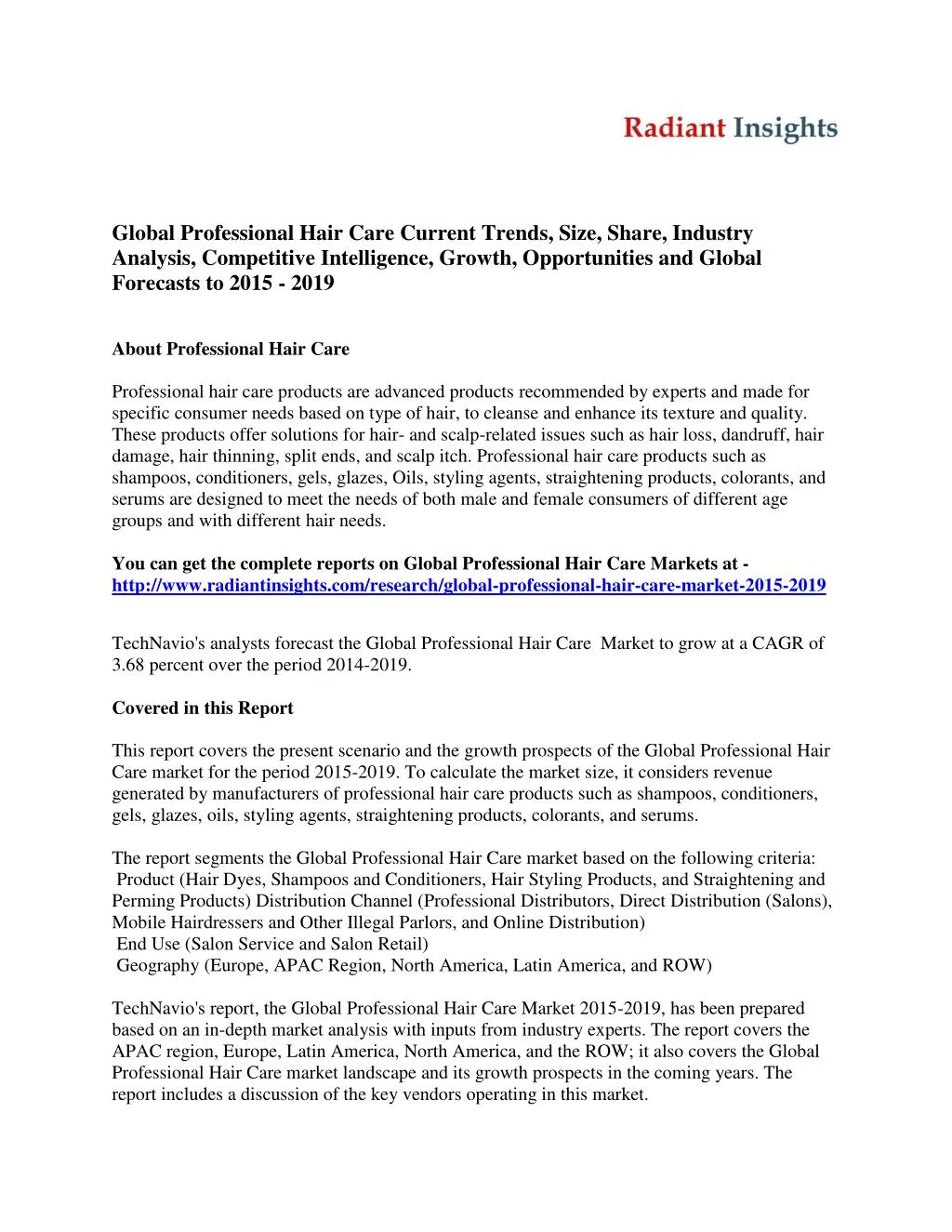 Ppt Global Professional Hair Care Market Shares Analysis